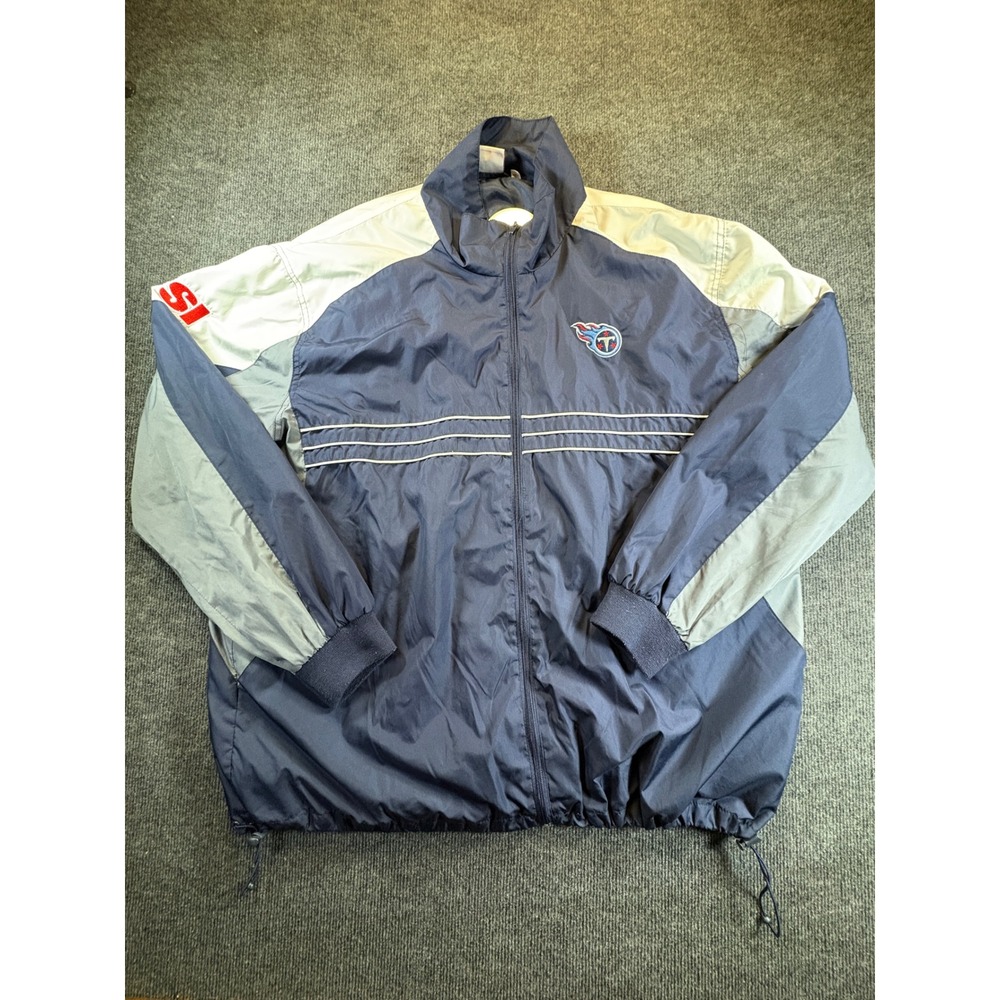 NFL Tennessee Titans Windbreaker Jacket Mens 2XL Navy Blue Colorblock Full Zip